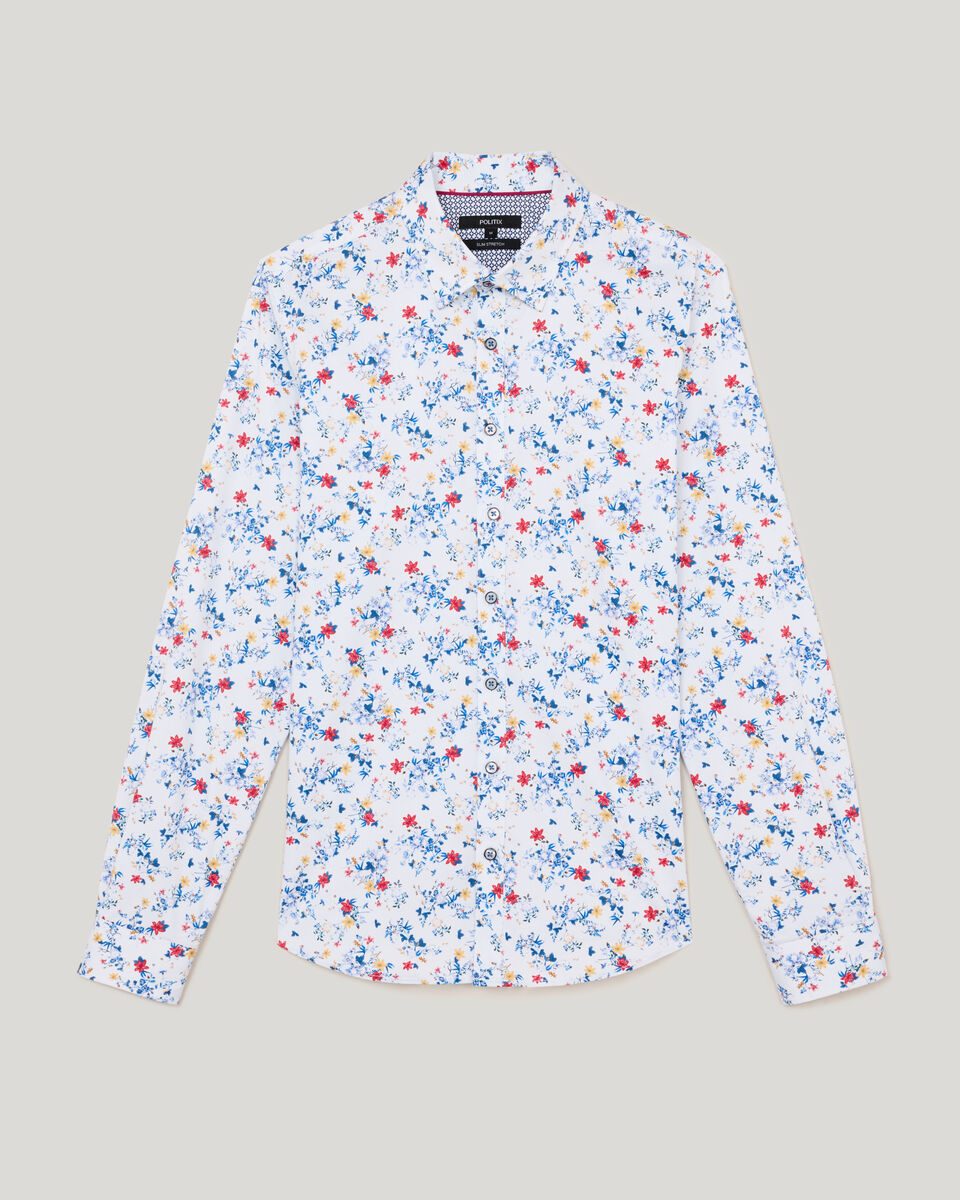 Fusion Floral Long Sleeve Shirt, Blue, hi-res